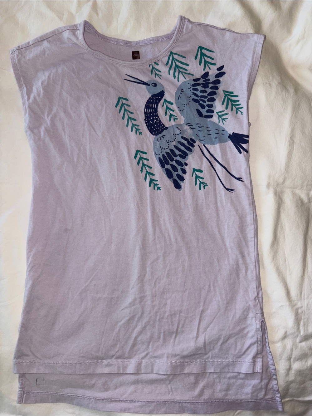 Tea Collection Pale Purple Dress Top with Bird Graphic